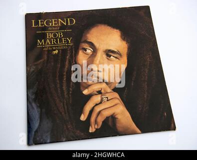 Couverture en LP de l'album de compilation Legend de Bob Marley et The Wailers, sorti en 1984 Banque D'Images