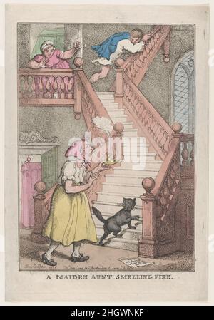 Un incendie d'odeur de Maiden Aunt le 4 mai 1806 Thomas Rowlandson.Un incendie qui sent Maiden Aunt.Thomas Rowlandson (britannique, Londres 1757–1827 Londres).4 mai 1806.Gravure à la main.Rudolph Ackermann, Londres (actif 1794–1829).Imprime Banque D'Images