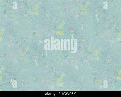 Papier kraft vert et bleu menthe avec de nombreux pétales de fleurs subtils. Arrière-plan transparent. Idéal pour le design vintage, le scrapbooking ou les enveloppes. Banque D'Images