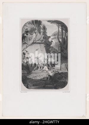 Une Siesta en Italie 1842 Henri-Charles-Antoine Baron.Une Siesta en Italie.Henri-Charles-Antoine Baron (français, Besançon 1816–1885 Genève).1842. Lithographie.Imprime Banque D'Images