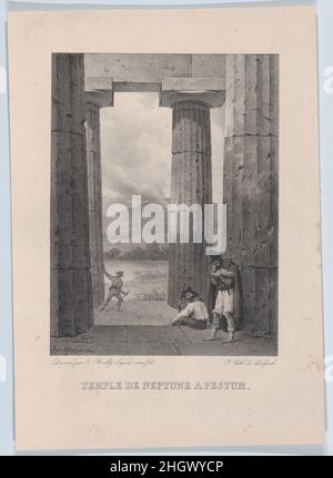 Le Temple de Neptune à Pestum 1826 Louis Léopold Boilly Français.Le Temple de Neptune à Pestum.Collection d'esquisses dessinées à Rome par Jules Boilly et lithographies de son Père (Recueil de Croquis dessinés à Rome par Jules Boilly et lithographiés par son père).Louis Léopold Boilly (français, la Bassée 1761–1845 Paris).1826. Lithographie.Imprime Banque D'Images