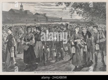 New England Factory Life – « Bell Time » (de « Harper's Weekly », vol. XII) le 25 juillet 1868 après Winslow Homer American.New England Factory Life – « Bell Time » (de « Harper's Weekly », vol. XII).Après Winslow Homer (American, Boston, Massachusetts 1836–1910 Prouts Neck, Maine).25 juillet 1868.Gravure en bois.Harper's Weekly (cuisine américaine, 1857–1916).Imprime Banque D'Images