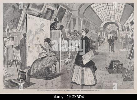 Les étudiants en art et les copyistes de la Galerie du Louvre, Paris (de "Harper's Weekly", vol. XII) 11 janvier 1868 après Winslow Homer American.Les étudiants en art et les copyistes de la Galerie du Louvre, Paris (de « Harper's Weekly », vol. XII).Après Winslow Homer (American, Boston, Massachusetts 1836–1910 Prouts Neck, Maine).11 janvier 1868.Gravure en bois.Harper's Weekly (cuisine américaine, 1857–1916).Imprime Banque D'Images
