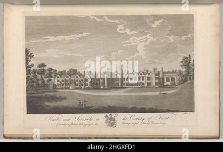 Knole, près de Sevenoke, dans le comté de Kent, anciennement un palais appartenant à l'Archiépiscopal See de Canterbury, d'Edward Hasted's, The History and topographical Survey of the County of Kent, vol. 1-3 1777–90 dessiné et gravé par Richard Bernard Godfrey plate 27,i. aspect sud de Knole à Sevenoke.L'imprimé est dédié à l'archevêque de Canterbury.Voir 2014.599.1–.30 pour les commentaires.Knole, près de Sevenoke, dans le comté de Kent, anciennement un palais appartenant à l'Archiépiscopal See de Canterbury, d'Edward Hasted's, The History and Topographical Survey of the County of Kent, vol Banque D'Images