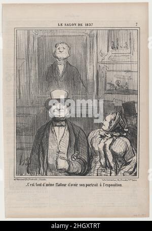 C'est tout d'avoir le portrait à l'exposition, du salon de 1857, publié dans le Charivari, 31 août 1857 31 août 1857 Honoré Daumier Français.C'est tout d'avoir, son portrait à l'exposition, du salon de 1857, publié dans le Charivari, le 31 août 1857.Le salon de 1857.Honoré Daumier (français, Marseille 1808–1879 Valmondois).31 août 1857.Lithographie sur papier journal; deuxième état de deux (Delteil).Aaron Martinet (français, 1762–1841).Imprime Banque D'Images