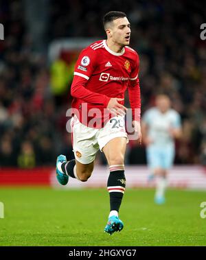 Diogo Dalot de Manchester United lors du match de la Premier League à Old Trafford, Manchester.Date de la photo: Samedi 22 janvier 2022. Banque D'Images