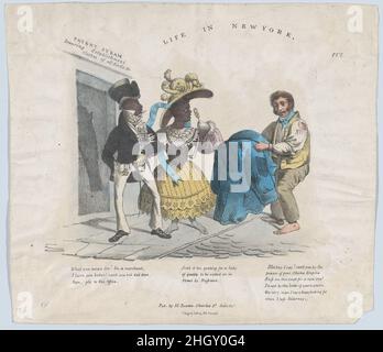 La vie à New York 1824–39 H. Isaacs British.La vie à New York.1824–39.Lithographie, couleur main.H. Isaacs (Londres).Imprime Banque D'Images