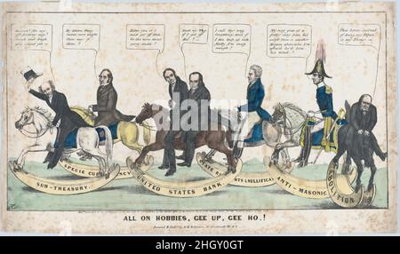 Tout sur Hobbies, Gee Up, Gee Ho !1838 Edward Williams Clay américain.Tout sur Hobbies, Gee Up, Gee Ho!.Edward Williams Clay (américain, Philadelphie, Pennsylvanie 1799–1857 New York).1838. Lithographie, couleur main.Henry R. Robinson (américain, actif 1830/33-1850).Martin Van Buren (américain, 1782–1862).Imprime Banque D'Images