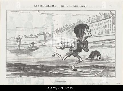 Un plaisir de natation interdit, de 'les baigneurs,' publié dans le petit Journal pour Rire, 6 août 1864 6 août 1864 Honoré Daumier.Un plaisir de natation interdit, de 'les baigneurs,' publié dans le petit Journal pour Rire, 6 août 1864.'Les baigneurs' (les baigneurs).Honoré Daumier (français, Marseille 1808–1879 Valmondois).6 août 1864.Lithographie sur papier journal; troisième état de trois (Deltiel).Imprime Banque D'Images