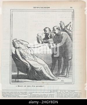 Merci, je peux faire très bien sans!, d'après "nouvelles du jour", publié dans le Charivari, 29 décembre, 1871 décembre 29, 1871 Honoré Daumier.Merci, je peux faire assez bien sans!, de 'nouvelles du jour,' publié dans le Charivari, 29 décembre 1871.'Nouvelles du jour' (Actualités).Honoré Daumier (français, Marseille 1808–1879 Valmondois).29 décembre 1871.Lithographie sur papier journal; deuxième état de deux (Delteil).Imprime Banque D'Images