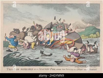 Le voyageur s'est rafraîchi dans une piscine stagnante, après les fatigues d'une journée poussiéreuse Voyage 1 février 1809 Thomas Rowlandson.Les voyageurs se sont rafraîchis dans une piscine stagnante, après les fatigues d'une journée poussiéreuse.Thomas Rowlandson (britannique, Londres 1757–1827 Londres).1 février 1809.Gravure à la main.Thomas Tegg (Grande-Bretagne, 1776–1846).Imprime Banque D'Images