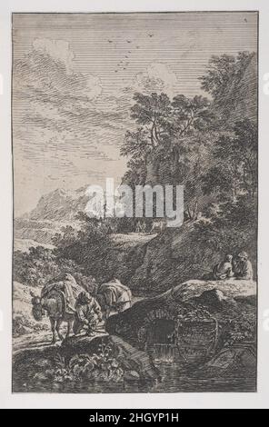 Assiette 1: Un paysan vérifiant le sabot de sa mule par un ruisseau, de 'paysages à la manière de Salvator Rosa' (Die Landschaften in Sal.Rosa's).1700–25 Franz Joachim Beich État inconnu en raison de la taille..Assiette 1: Un paysan vérifiant le sabot de sa mule par un ruisseau, de 'paysages à la manière de Salvator Rosa' (Die Landschaften in Sal.Rosa's).'Paysages à la manière de Salvator Rosa' (Die Landschaften in Sal.Rosa's).Franz Joachim Beich (allemand, Ravensburg 1665–1745 Munich). Env.1700–25.Gravure.Imprime Banque D'Images