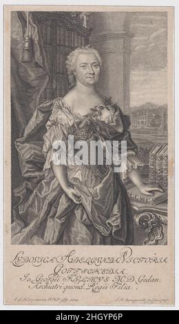 Portrait de Luise Gottsched 1757 Johann Martin Bernigeroth.Portrait de Luise Gottsched.Johann Martin Bernigereth (allemand, Leipzig 1713–1767 Leipzig).1757. Gravure.Luise Adelgunde Victoria Gottsched.Imprime Banque D'Images