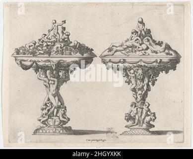 Deux coupes 16th–17th siècle René Boyvin.Deux tasses.René Boyvin (français, Angers ca.1525–1598 ou 1625/6 Angers).16th–17th siècle.Gravure.Imprime Banque D'Images