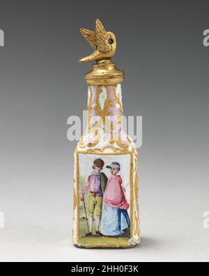 Bouteille senteur ca.1750–80 British, Staffordshire.Bouteille de parfum.Britannique, Staffordshire. CA.1750–80.Cuivre émaillé.Émaux Banque D'Images