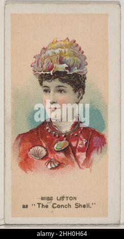 Miss Litton, « The Conch Shell », de la série Fancy Dress ball costumes (N73) pour les cigarettes de marque Duke 1889 émises par W. Duke, Sons & Co. American Trade Cards de la série « Fancy Dress ball costumes » (N73),Émis en 50 cartes en 1889 pour promouvoir les cigarettes de marque W. Duke Sons & Co..Miss Litton comme 'The Conch Shell', de la série Fancy Dress ball costumes (N73) pour les cigarettes de marque Duke.1889. Lithographie couleur commerciale.Publié par W. Duke, Sons & Co. (New York et Durham, N.C.) Banque D'Images