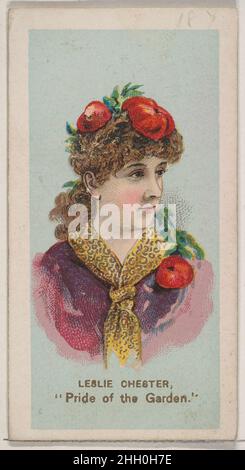 Leslie Chester comme « Pride of the Garden », de la série Fancy Dress ball costumes (N73) pour Duke brand Ficigarettes 1889 Lithographie de Knapp & Company American Trade Cards de la série « Fancy Dress ball costumes » (N73),Émis en 50 cartes en 1889 pour promouvoir les cigarettes de marque W. Duke Sons & Co..Leslie Chester comme 'Pride of the Garden', de la série Fancy Dress ball costumes (N73) pour les cigarettes de marque Duke.1889. Lithographie couleur commerciale.Publié par W. Duke, Sons & Co. (New York et Durham, N.C.) Banque D'Images