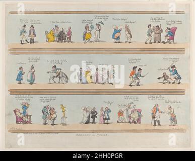 Borders for Rooms, plaque 3 30 mars 1799 Thomas Rowlandson trois bandes disposées horizontalement avec différentes scènes.Bordures pour les chambres, planche 3.Thomas Rowlandson (britannique, Londres 1757–1827 Londres).30 mars 1799.Gravure à la main.Rudolph Ackermann, Londres (actif 1794–1829).Imprime Banque D'Images