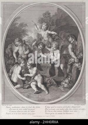 Forgeron Cupids 1714–39 Louis Desplaces.Forgeron Cupids.Louis Desplaces (français, Paris 1682–1739 Paris).1714–39.Gravure.Imprime Banque D'Images