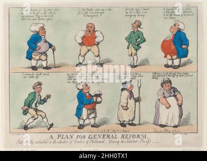 Un Plan de réforme générale, respectueusement soumis à l'attention des députés, lors du Reccès d'été 29 août 1809 Thomas Rowlandson huit figures disposées en deux rangées, chacune avec une légende.Un plan de réforme générale, respectueusement soumis à l'attention des députés, au cours du processus d'été.Thomas Rowlandson (britannique, Londres 1757–1827 Londres).29 août 1809.Gravure à la main.Thomas Tegg (Grande-Bretagne, 1776–1846).Imprime Banque D'Images