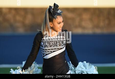 Honolulu, Hawaï, États-Unis.22nd janvier 2022.Un cheerleader du Polynesian Bowl se produit pendant la première moitié du Polynesian Bowl joué le 22 janvier 2022 au Kunuiakea Stadium, Honolulu, Hawaii.(Image de crédit : © Steven Erler/ZUMA Press Wire) Banque D'Images