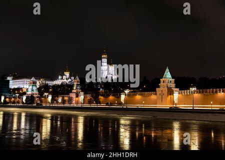 Vue sur le Kremlin de Moscou la nuit.Russie.Moscou en hiver Banque D'Images
