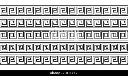 Motifs de méandre sans couture.Méandros grecs, fret ou clé.Ornement noir pour les bordures de style Acient Grèce.Illustration vectorielle Illustration de Vecteur