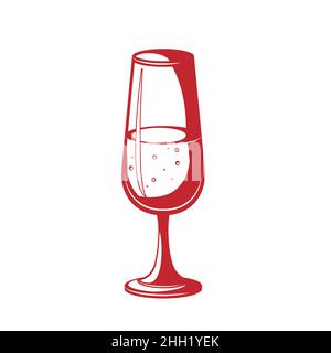 Flûtes à champagne verres étroits remplis de vin, de brandy, de cognac ou de whisky illustration simple de vecteur minimal Illustration de Vecteur
