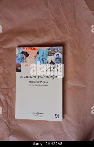 'Erzurum Yolculugus' notes de voyage du célèbre écrivain russe Alexander Pushkin traduit en langue turque par Ataol Behramaoglu par is Kultur Yayinlar Banque D'Images