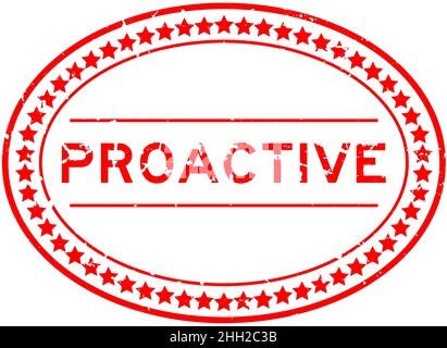 Grunge rouge mot proactif ovale joint en caoutchouc timbre sur fond blanc Illustration de Vecteur