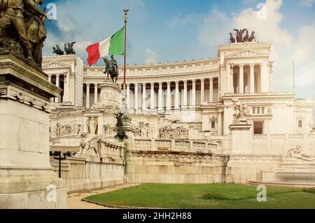 Monument Vittoriano Vittorio Emanuele II, sur le Palazzo Venezia, Rome, Italie.Site touristique de Rome Banque D'Images