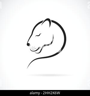 Motif lion féminin sur fond blanc.Animaux sauvages.Logo ou icône lion féminin.Illustration vectorielle superposée facile à modifier. Illustration de Vecteur