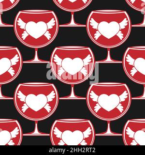 Motif transparent coeur en verre ailes rouge sur fond noir image vectorielle Illustration de Vecteur