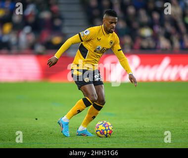 22 janvier - Brentford / Wolverhampton Wanderers - Premier League - Brentford Community Stadium Nelson Semedo pendant le match de la Premier League au Brentford Community Stadium, Londres.Crédit photo : © Mark pain / Alamy Live News Banque D'Images