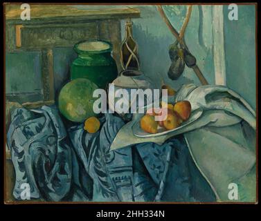 Encore la vie avec un pot de gingembre et des aubergines 1893–94 Paul Cézanne Français pour cette vie encore imposante, avec son jeu richement orchestré de formes, de motifs, de couleurs et de textures qui se chevauchent, Cézanne s'est appuyé sur un stock d'objets familiers.Par exemple, le pot au gingembre avec raphia est présenté dans plus d'une douzaine de compositions, dont trois verve comparables datant du début de 1890s.Écoutez des experts illuminer l'histoire de cette œuvre Écoutez ou faites une pause #6332.Encore la vie avec un pot de gingembre et des aubergines soutenus par Bloomberg philanthropies nous sommes désolés, la transcription de cette piste audio Banque D'Images