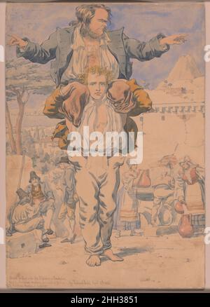 Croquis pour illustrer les passions–ambition 1854 Richard Dadd ce travail vient de Dadd's 'Shetches to illustrez les passions', une série faite entre 1853 et 1857 alors qu'il est confiné à l'hôpital de Bethléem.Les éléments de l'« ambition » rappellent le voyage de l'artiste en Grèce et en Terre Sainte une décennie auparavant et le jeune homme au centre peut évoquer le moi plus jeune de Dadd.L'homme plus âgé qui pèse le plus jeune peut représenter soit son père (que le Dadd déséquilibré a assassiné peu après son retour en Angleterre en 1843), soit Sir Thomas Phillips, le mécène exigeant qui a emmené Dadd au Moyen-Orient.Chiffres en TH Banque D'Images