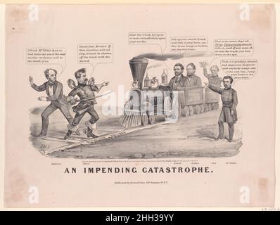 Une catastrophe imminente 1868 après John Cameron.Une catastrophe imminente.Après John Cameron (américain (né Écosse) ca.1828, actif 1848–79 New York).1868. Lithographie.Currier & Ives (cuisine américaine, active à New York, 1857–1907).Ulysses S. Grant (American, point Pleasant, Ohio 1822–1885 Mount McGregor, New York).Imprime Banque D'Images