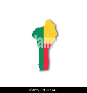 Drapeau national du Bénin en forme de carte de pays Illustration de Vecteur