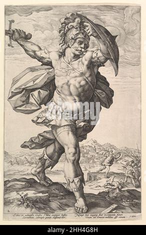 Horatius Cocles, de la série The Roman Heroes 1586 Hendrick Goltzius Netherlandish.Horatius Cocles, de la série The Roman Heroes 343571 Banque D'Images