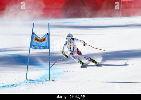 Olympia Slope, Cortina d&#39;Ampezzo, Italie, 23 janvier 2022,Jasmine Flury (SUI) pendant la coupe du monde de ski 2022 FIS - femmes Super Giant - course de ski alpin Banque D'Images