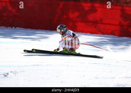 Olympia Slope, Cortina d&#39;Ampezzo, Italie, 23 janvier 2022,Ramona Siebenhofer (AUT) pendant la coupe du monde de ski 2022 FIS - femmes Super Giant - course de ski alpin Banque D'Images