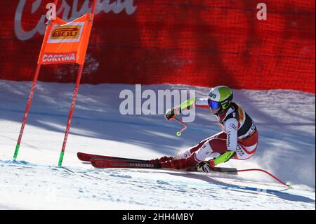 Ramona Siebenhofer (AUT) pendant la coupe du monde de ski 2022 FIS - femmes Super Giant, course de ski alpin à Cortina d'Ampezzo, Italie, janvier 23 2022 Banque D'Images