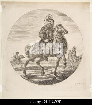 Horseman hongrois en direction de la droite, autres cavaliers en arrière-plan, une composition circulaire de 'Figures on Horseback' (Cavaliers nègres, polonais et hongrois) ca.1651 Stefano della Bella Italien.Cavalier hongrois à droite, autres cavaliers à l'arrière-plan, composition circulaire de 'Figures on Horseback' (Cavaliers nègres, polonais et hongrois) 376403 Banque D'Images