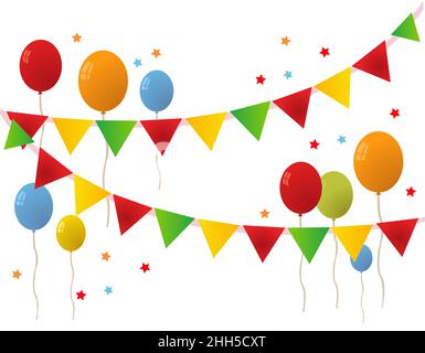 Illustration vectorielle d'arrière-plan de bannière d'anniversaire joyeux de couleur Illustration de Vecteur