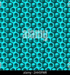 Motif abstrait sans couture avec hexagones et cubes.Arrière-plan de couleur vectorielle. Illustration de Vecteur