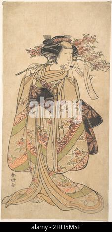 La première Nakamura Tomijuro comme une femme marchant vers la gauche fin 1777 ou début 1778 Katsukawa Shunkō Japonais.La première Nakamura Tomijuro comme une femme marchant vers la gauche 36762 Banque D'Images