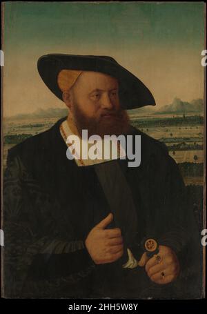 Portrait d'un homme avec la tête d'un Moor sur son anneau de signe Conrad Faber von Creuznach Allemand.Portrait d'un homme avec la tête d'un Moor sur son anneau de signe.Conrad Faber von Creuznach (allemand, Kreuznach, actif en 1524-mort en 1552/53 Francfort).Huile, or et métal blanc sur le linden.Peintures Banque D'Images