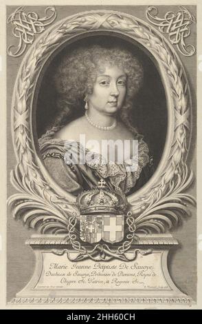 Marie Jeanne Baptiste de Savoie-Nemours 1678 Robert Nanteuil Français.Marie Jeanne Baptiste de Savoie-Nemours.Robert Nanteuil (français, Reims 1623–1678 Paris).1678. Gravure ; premier état de trois (Petitjean & Wickert).Imprime Banque D'Images