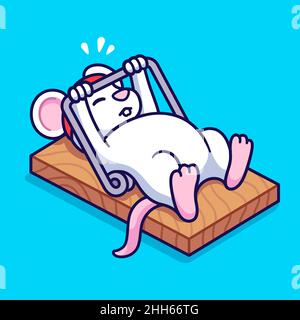 Gym rat entraînement, mignon dessin animé souris banc appuyant mousetrap.Dessin amusant de forme physique et d'exercice, illustration d'art de clip vectoriel. Illustration de Vecteur