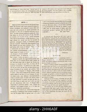 [Supplemento al no6 anno 2O del Ricoglitore di Cognizioni uel (15 juillet 1839), p. 25] 1839.[Supplemento al no6 anno 2O del Ricoglitore di Cognizioni utili (15 juillet 1839), p. 25].1839. Encre sur papier.Éphémère Banque D'Images